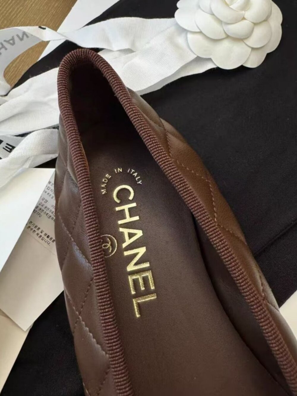 CHANEL Brown Quilted Ballerina Flats - Picture 6 of 8
